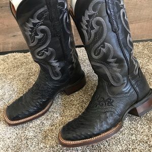 EUC Dan Post Black Ostrich Boots 6M